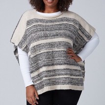 Lane Bryant Womens Short Knit Poncho Sweater OS One Size Palomino Tan Bl... - $35.61