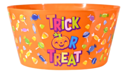 Trick or Treat Way To Celebrate Halloween Candy Plastic Bowl - Orange - £7.11 GBP