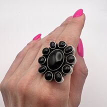 Huge Sterling Silver 925 Hand Made Womens Jewelry Ring Natural Black Ony... - $228.00