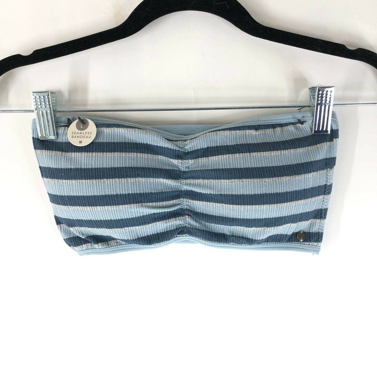 Primary image for Lucky Brand Womens Seamless Bandeau Tube Top Bralette Ribbed Striped Blue L