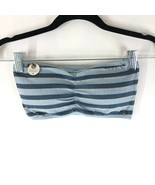 Lucky Brand Womens Seamless Bandeau Tube Top Bralette Ribbed Striped Blue L - £11.37 GBP
