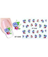 Nail Art Water Transfer Sticker Decal Stickers Pretty Flowers Blue Pink ... - £2.34 GBP