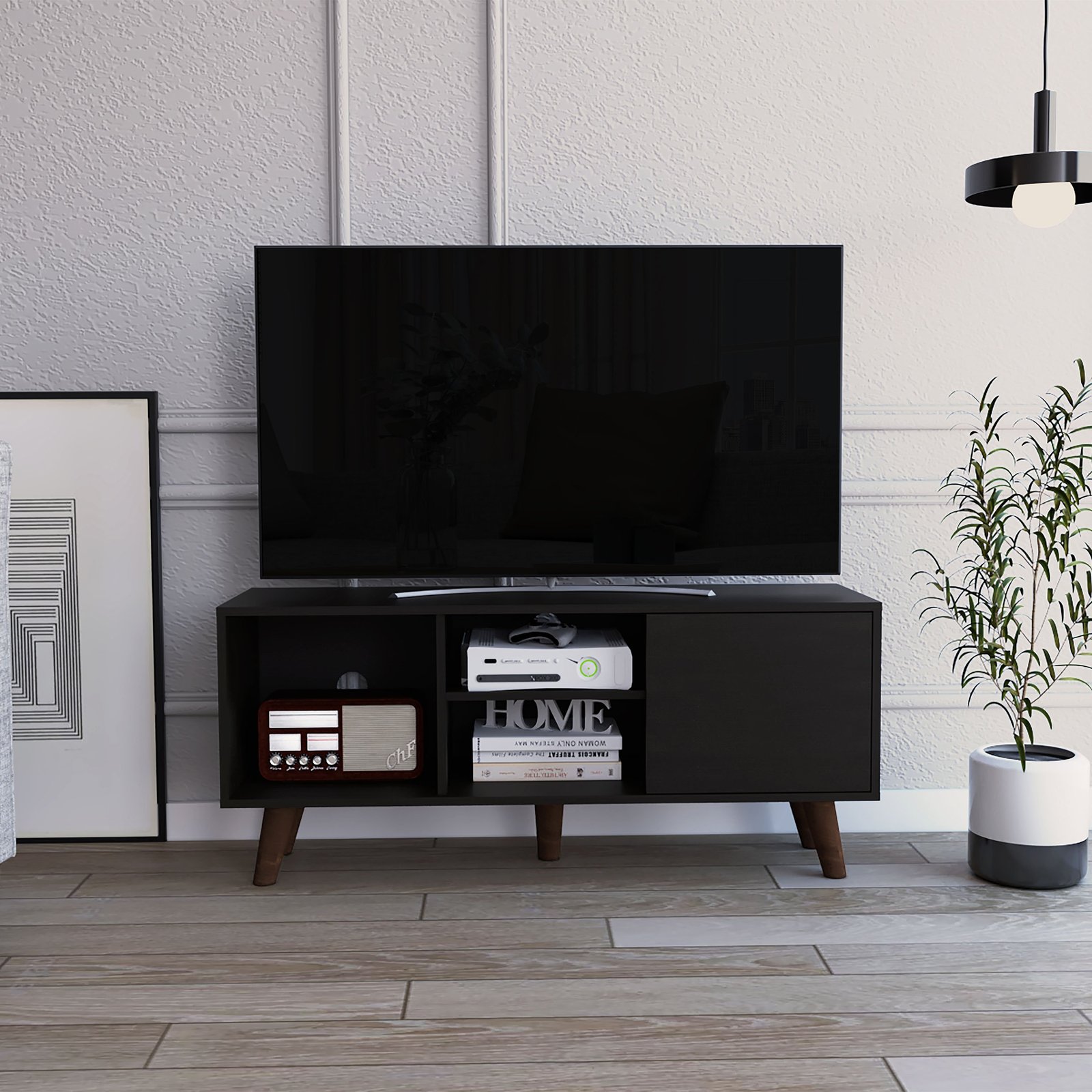 Edimburg Tv Stand For TV´s up 50", One Cabinet, Three Open Shelves