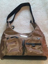 Adrienne Vittadini Brown and Black Nylon Hobo Shoulder Bag - £35.97 GBP