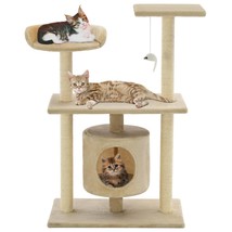 Cat Tree with Sisal Scratching Posts 95 cm Beige - £42.85 GBP