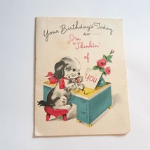 Your Birthdays Today So Dog At Desk Anthropomorphic Vintage Card Used Volland - £17.46 GBP