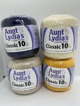 Lot Of 4 Coats Aunt Lydia's Classic Crochet Thread 10 Goldenrod Navy Cream Ecru - $14.01