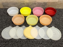 Tupperware #1286 Little Wonders Bowls Lot of 7 Assorted Colors w/ Lids ~... - $26.11