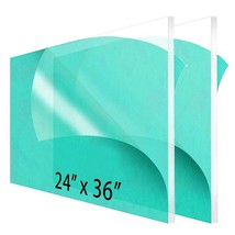 (2 Pack) 1/8&quot; Thick Clear Acrylic Sheets - 24&quot; X 36&quot; Pre-Cut Plexiglass Sheets F - £63.79 GBP