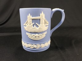 Vintage Wedgwood Blue Jasperware Christmas 1975 Tankard Mug Tower Bridge - $24.99
