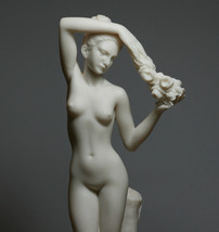 Nude Naked Female Flower Bearer Erotic Greek Cast Marble Statue Sculpture 11.8in - £35.90 GBP