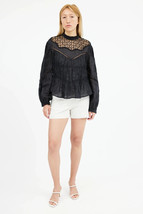 Isabel Marant Women&#39;s Embroidered Smocked Samantha Black Blouse Tunic Top M 36 - £151.03 GBP