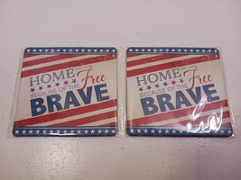 VFW Veterans Home Of The Free Because Of The Brave (2) Drink Coaster Set New - £4.62 GBP