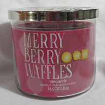 Kirkland's 14.5 Oz Large Jar 3-Wick Candle Natural Wax Blend Merry Berry Waffles - $27.08