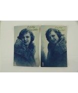 Vintage 2PC Lot Paper Blue Tone Postcards German Actress Happy New Year ... - £14.88 GBP