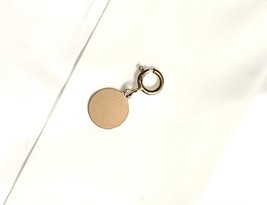 7mm 14k Gold Round Circle Tag Disc Pendant Charm With Lock Clasp - £31.37 GBP
