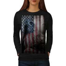 Wellcoda American Eagle Glory Womens Long Sleeve T-shirt, US Flag Casual Design - £18.90 GBP