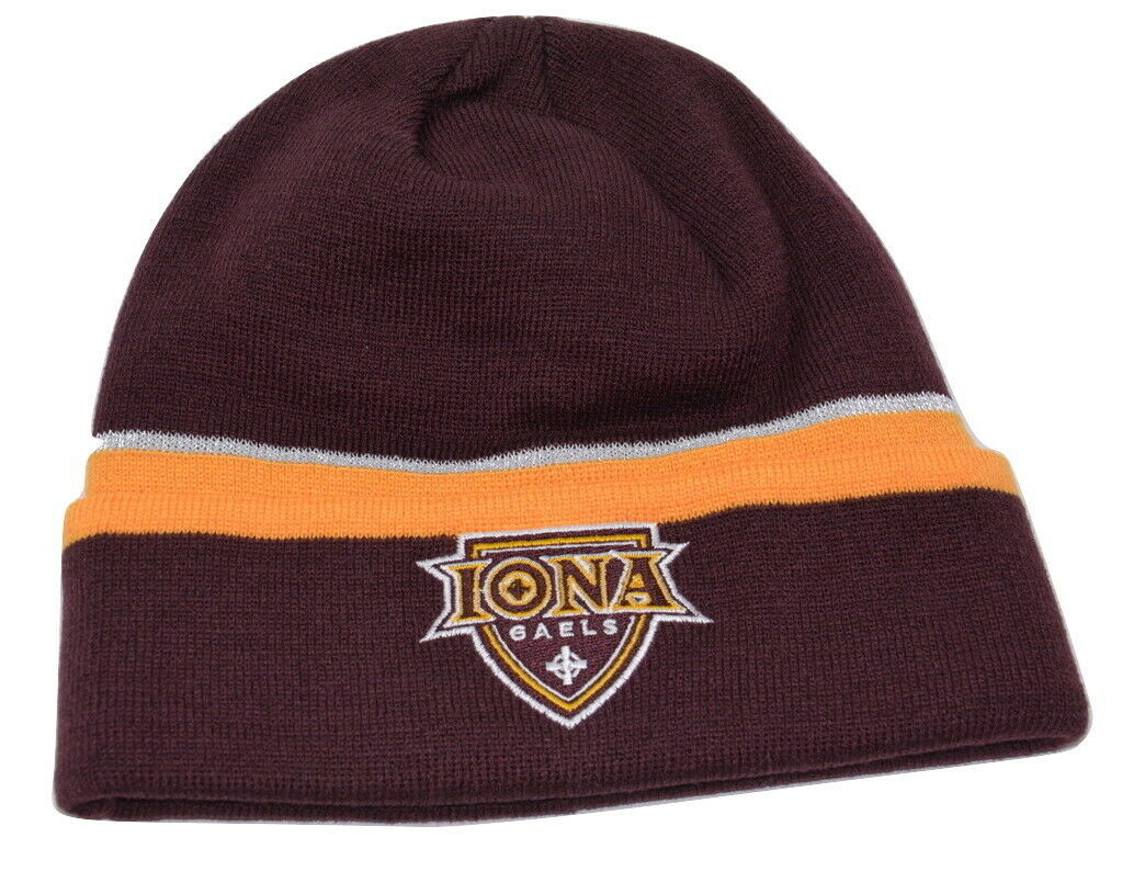 adidas Iona College Gaels NCAA Striped Knit Cuffed Winter Watch Cap Hat