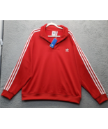 adidas Track Top Mens XL Red Long Sleeve Funnel Neck Logo Quarter Zip Ac... - $41.75