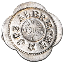 Early 1900&#39;s Jos Albrecht Good For 2 1/2 Cents Ellsworth Minnesota Trade... - $89.95