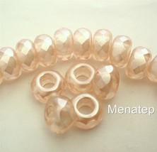 4(Four)  8 x 13 mm Large Hole Rondelle Beads: Pearl Coated - Honey Glaze - £2.07 GBP