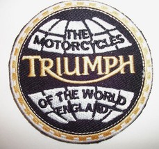 Triumph Motorcycle Biker British Embroidered Patch~3 1/8&quot; Round~Iron Sew On - $4.85
