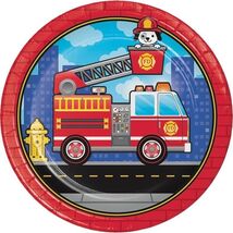 Flaming Fire Truck Dinner Plates (8) - Birthday Party Supplies - $3.14