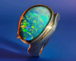Original EARTH MINED Black OPAL Deco Ring Designer Hand made SOLID 14K G... - $7,310.25