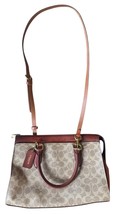 Coach Signature Logo Bond Bag Satchel Coated Canvas Brown Leather Purse ... - $158.39