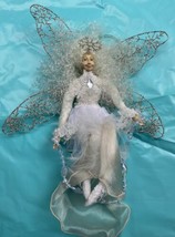 Butterfly Fairy Pixie Elf Snow Fairy Doll Ornament Christmas 14&quot; Resin - £23.89 GBP