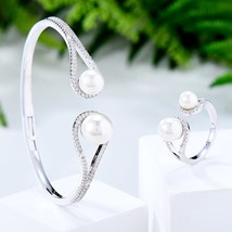 Fashion Luxury High Quality Full Cubic Zirconia Bracelet Ring 2PCS Women&#39;s Weddi - £26.93 GBP
