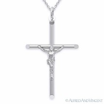 Cross Charm Pendant Christian Crucifix Jesus Necklace Sterling Silver 47mmx31mm - £39.92 GBP