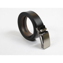 Men VALENTINI Leather Track Belt Adjustable Removable Buckle V519 Black image 2