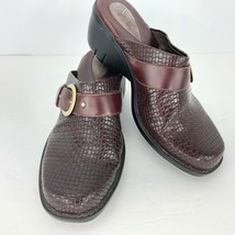 Clarks Artisan 8 M Mules Clogs Shoes Cordovan Woven Leather Buckle Slides Heel - £32.06 GBP