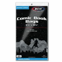 2 packs of 100 (200) BCW 6 ⅞" x 10 ½" Current/Modern Age Comic Book Bags - $21.55