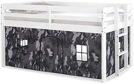 Jasper Twin Junior Loft Bed With White Frame And Gray Camouflage Print Bottom - $404.95