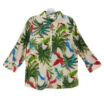 Van Heusen Women&#39;s Tropical Parrot Print Casual 3/4 Sleeve Button Up Shi... - £15.28 GBP