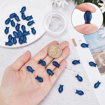 Fish Beads Charms Glass Dark Blue 3D 2 Sided Aquatic Findings 15mm 5pcs - £3.38 GBP