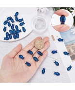 Fish Beads Charms Glass Dark Blue 3D 2 Sided Aquatic Findings 15mm 5pcs - $4.28