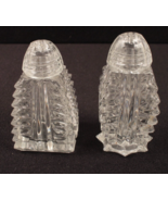 Vintage Pressed Glass Salt and Pepper Shaker Set with Clear Plastic Tops - $7.69