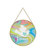 Peace Dove Suncatcher Izzy and Oliver 6&quot; Round Glass Hanging Chain - $24.74