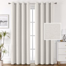 100% Blackout Linen Curtains 52 X 96 Inch, 2 Panels Off White Thermal Living - £49.36 GBP