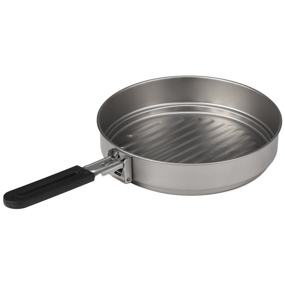 Sporting Lixada 1100ml Titanium Fry Pan Ultralight Grill Frying Pan with Folding - £48.19 GBP