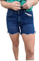 Just Usa salinger hi-lo hem denim shorts in Dark Blue - $47.00