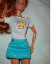 Barbie doll clothes Share a Smile Becky dress with smiling face decor vintage   - $10.99