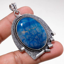 Blue Geode Agate Gemstone Handmade Fashion Ethnic Pendant Jewelry 2.40&quot; SA 250 - £3.97 GBP