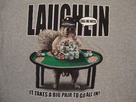 Laughlin Nevada Gambling Poker Game Funny Squirrel Humor Gray T Shirt L   - £15.43 GBP