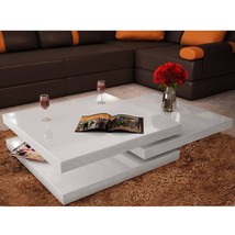 Modern Wooden Large White High Gloss 3 Tier Living Room Extendable Coffee Table  - £363.82 GBP