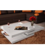Modern Wooden Large White High Gloss 3 Tier Living Room Extendable Coffe... - £356.50 GBP