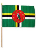 AES 12x18 12&#39;&#39;x18&#39;&#39; Wholesale Lot of 3 Dominica Stick Flag Wood Staff Best Garde - £11.13 GBP